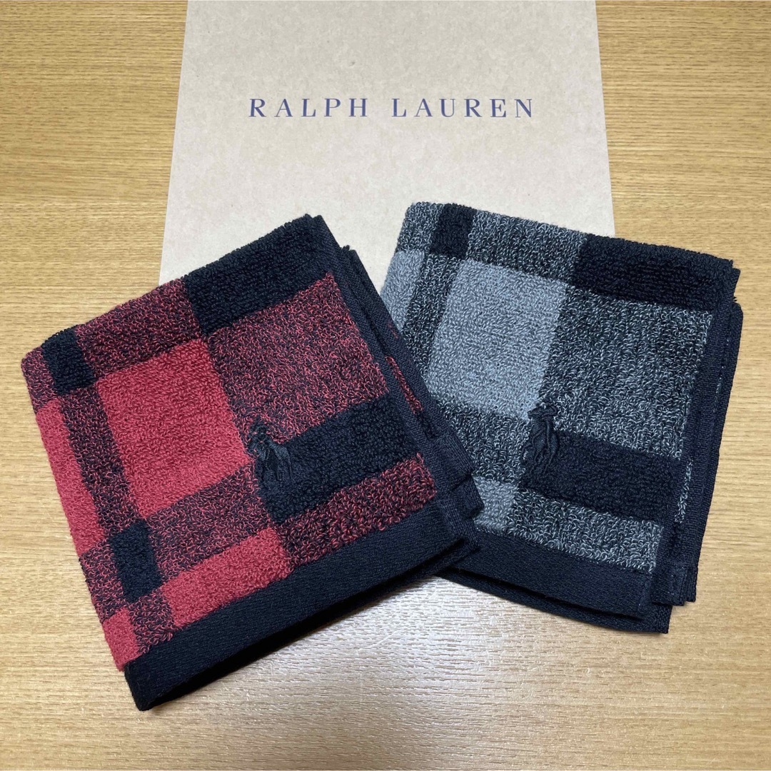 Ralph Lauren(ラルフローレン)の新品未使用　ラルフローレン　ハンドタオル　２枚　チェック　メンズ メンズのファッション小物(ハンカチ/ポケットチーフ)の商品写真