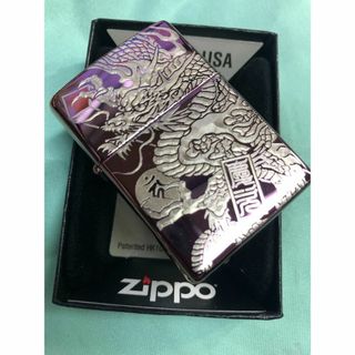 ジッポ#24747　アビス 昇り龍・名前・梵字zippo 倶利伽羅竜王(タバコグッズ)