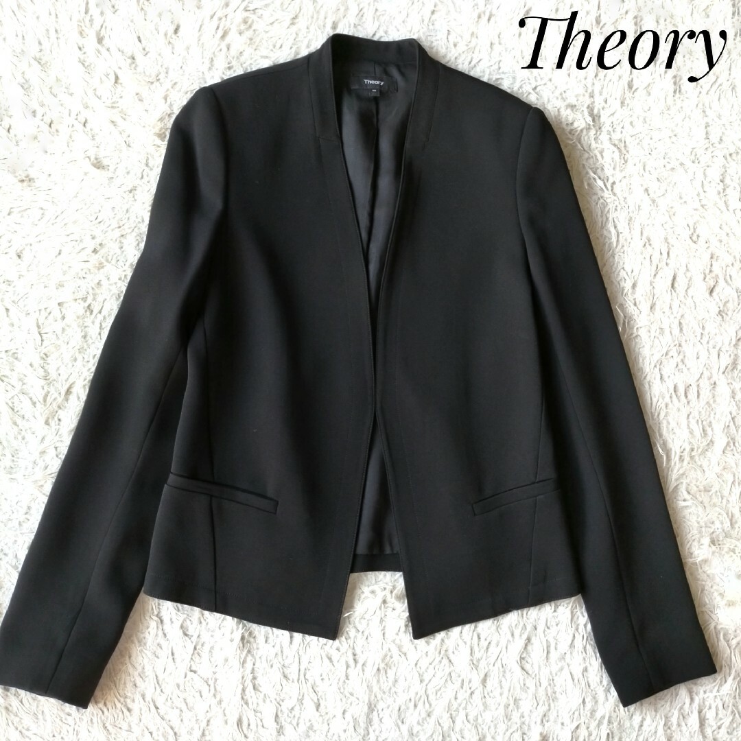 theory(セオリー)の【Theory】ノーカラージャケット 黒 SYNTHETIC.CREPE 総裏 レディースのジャケット/アウター(ノーカラージャケット)の商品写真