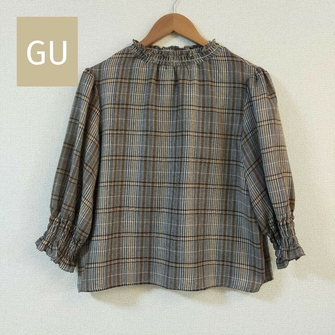 GU(ジーユー)のGU　ブラウス　チェック　ブラウン レディースのトップス(シャツ/ブラウス(長袖/七分))の商品写真