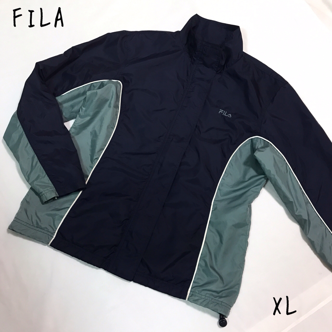 FILA(フィラ)のFILA  90s ナイロンジャケット　オーバーサイズ　刺繍ロゴ　バイカラーXL メンズのジャケット/アウター(ナイロンジャケット)の商品写真