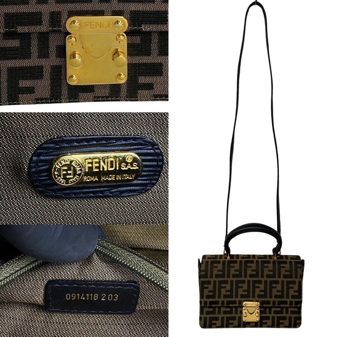 FENDI - 極 美品 FENDI フェンディ ズッカ 柄 ロゴ 金具 キャンバス 