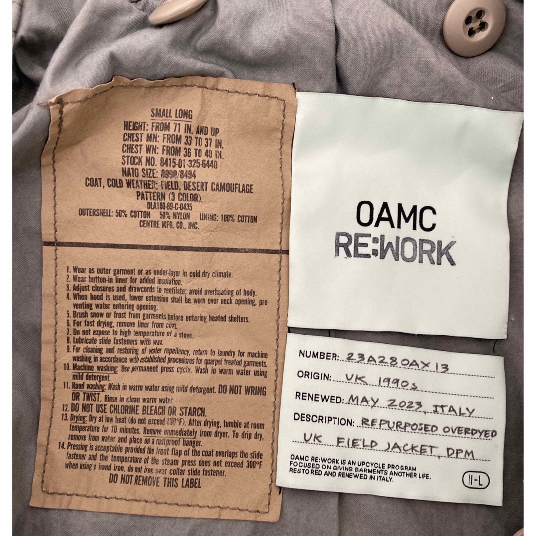 OAMC(オーエーエムシー)のOAMC RE:WORK M65 ジャケット サイズS 新品未使用 メンズのジャケット/アウター(ミリタリージャケット)の商品写真