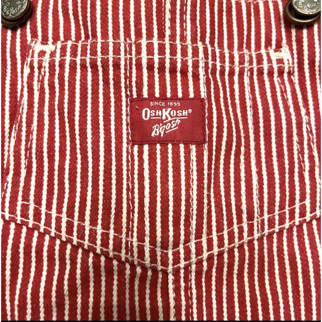 OshKosh(オシュコシュ)の値下げ不可！oshkosh オシュコシュ　赤　ストライプ　ジャンパースカート キッズ/ベビー/マタニティのキッズ服女の子用(90cm~)(ワンピース)の商品写真