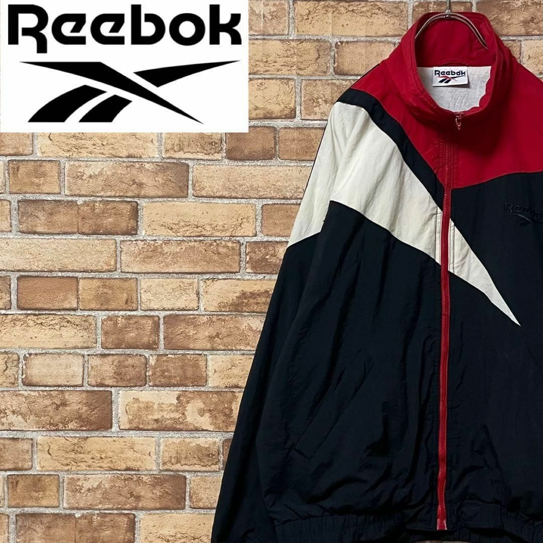 Reebok(リーボック)のリーボック　90s ナイロンジャケット　刺繍ロゴ　マルチカラー　ジップアップ　M メンズのジャケット/アウター(ブルゾン)の商品写真