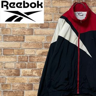 リーボック(Reebok)のリーボック　90s ナイロンジャケット　刺繍ロゴ　マルチカラー　ジップアップ　M(ブルゾン)