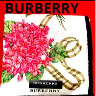 バーバリー(BURBERRY)のBurberry  ハンカチ　花柄ノバチェック透かし柄入り　未使用シール付き(ハンカチ)