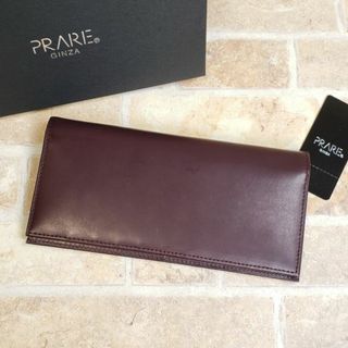 プレリー(PRAIRIE)の未使用 プレリー ☆ ヴィクトリア レザー かぶせ 長財布 小銭室有 日本製 茶(長財布)