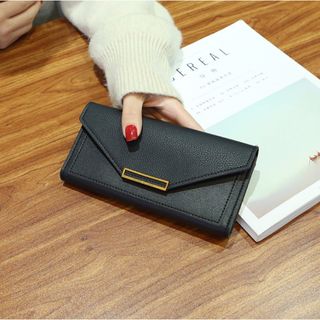 3999円○ 長財布 シンプルなコインパース ヴィンテージ感 ブラック(財布)