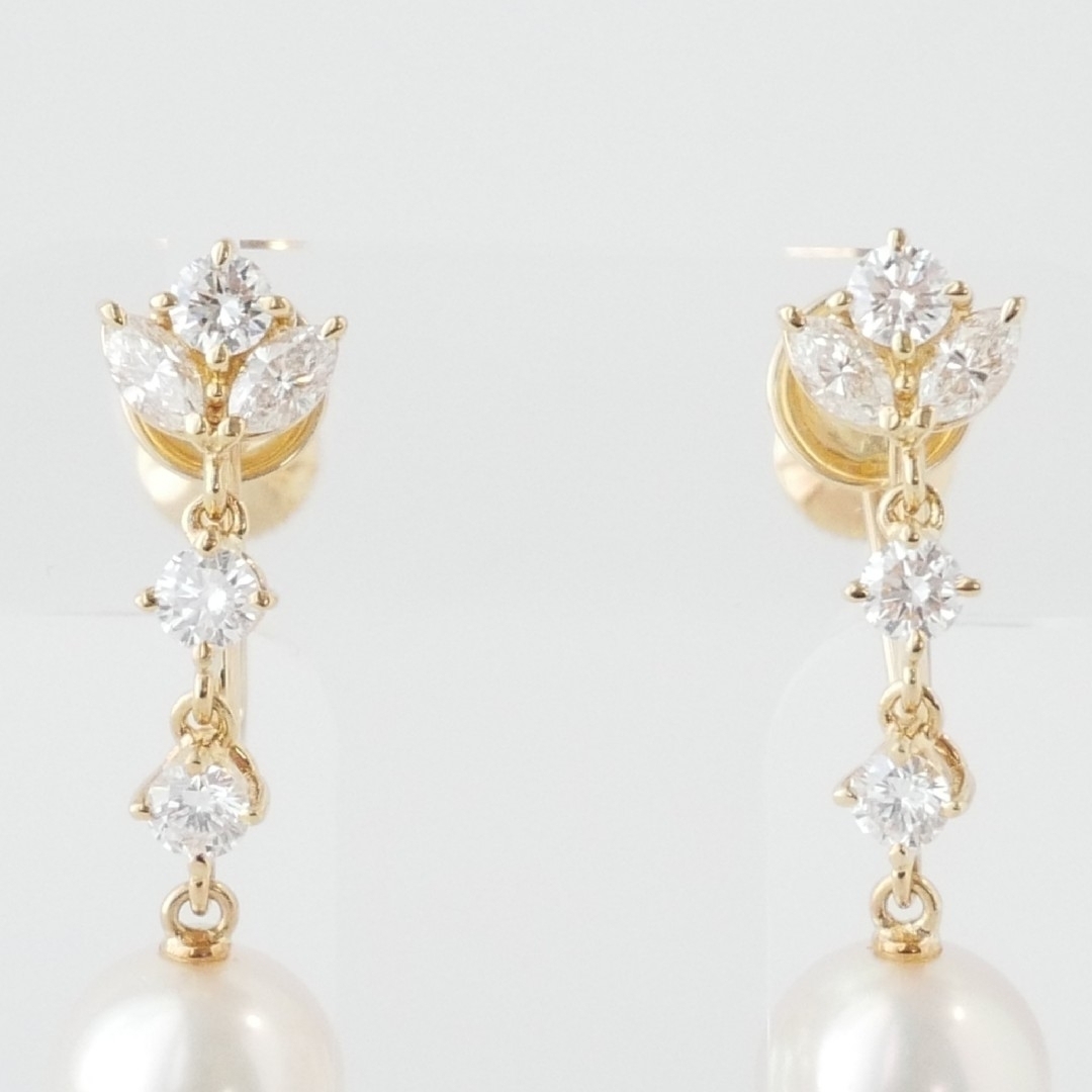 TASAKI(タサキ)の美品【ミキモト】K18YG  アコヤ　パール　ダイヤ 0.82ct　イヤリング レディースのアクセサリー(イヤリング)の商品写真