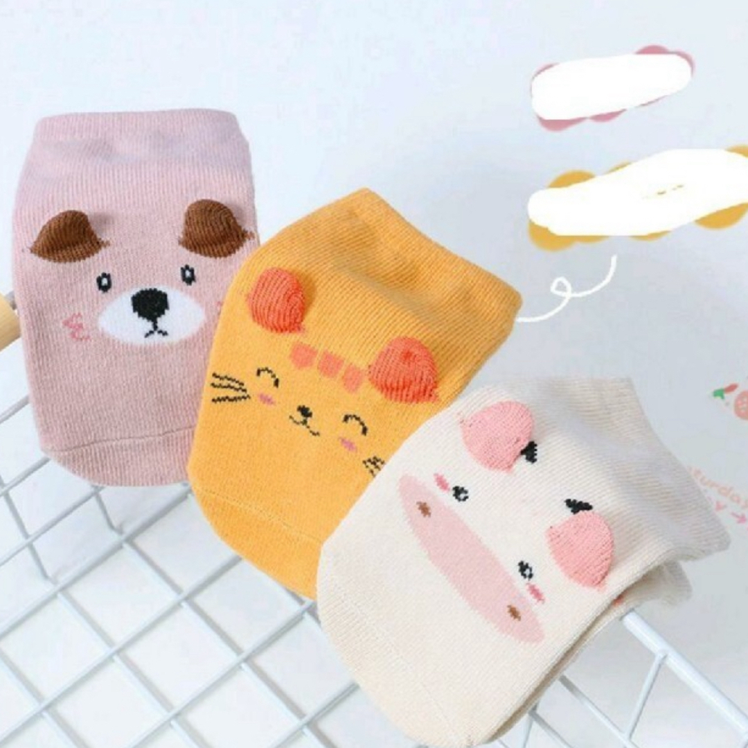 ENDO SOCKS 耳は立体的動物顔デザインの子供靴下 キッズ/ベビー/マタニティのこども用ファッション小物(靴下/タイツ)の商品写真