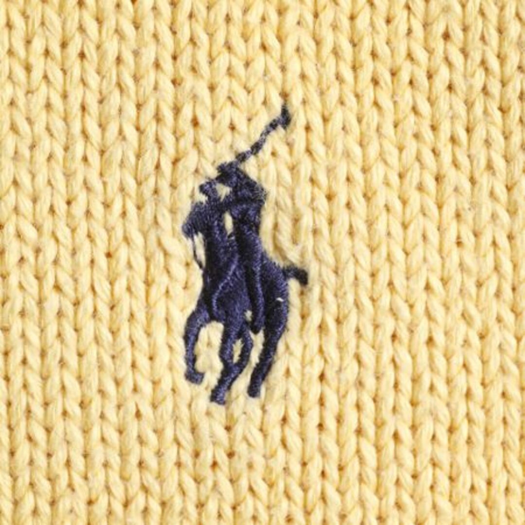 Ralph Lauren(ラルフローレン)の90s ポロ ラルフローレン コットン ニット セーター メンズ XL 古着 90年代 オールド POLO ポニー刺繍 ワンポイント 大きいサイズ イエロー メンズのトップス(ニット/セーター)の商品写真