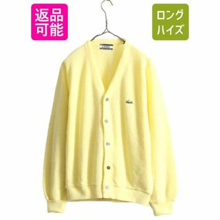 70s USA製 ラコステ アクリル ニット カーディガン メンズ レディース M / 70年代 ヴィンテージ IZOD LACOSTE 羽織り 前開き 糸巻タグ 黄(カーディガン)