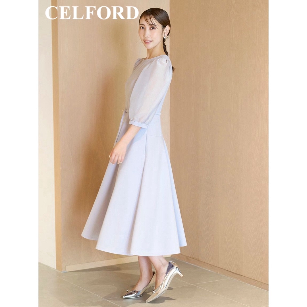 CELFORD - セルフォード ベルト付きシアースリーブワンピースの CELFORD - セルフォード ベルト付きシアースリーブワンピースの