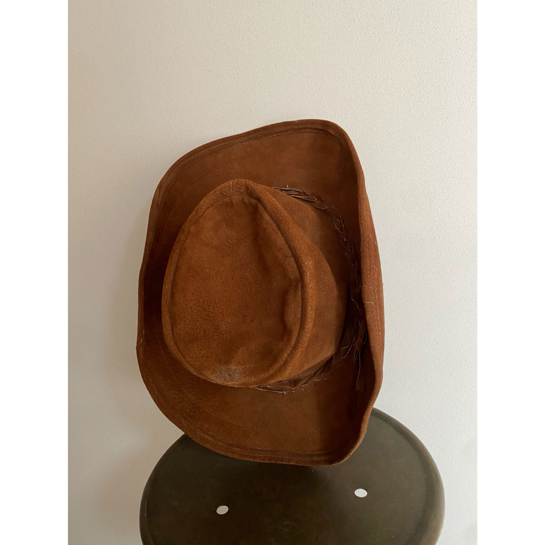 古着 ビンテージ 70s 豚 革 ウエスタン カーボーイ 茶色 キャップ 帽子 メンズの帽子(その他)の商品写真