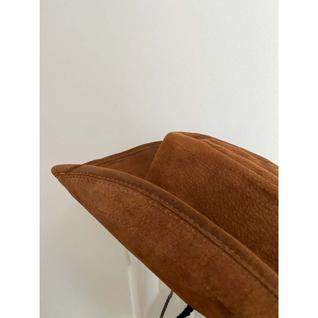 古着 ビンテージ 70s 豚 革 ウエスタン カーボーイ 茶色 キャップ 帽子 メンズの帽子(その他)の商品写真