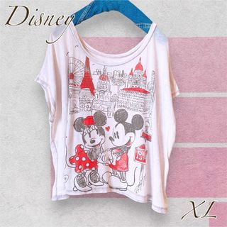 ディズニー(Disney)の[Disney] 薄手トップス(ライトグレー) ミッキー ミニー 半袖(Tシャツ(半袖/袖なし))