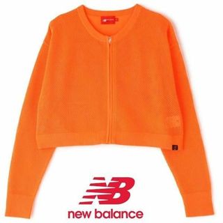 ニューバランス(New Balance)のnew balance メッシュ ニット ショート丈 ブルゾン オレンジ(ウエア)