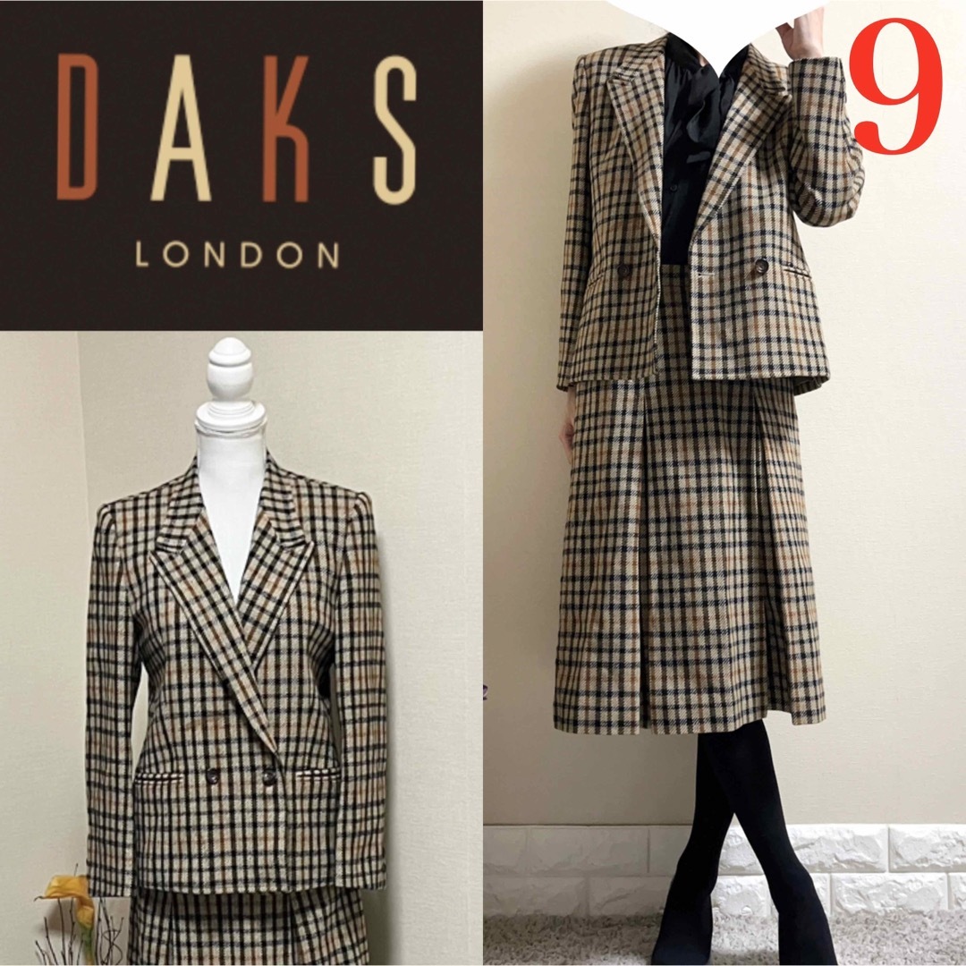 DAKS(ダックス)のDAKS ダックス　ハウスチェック　ダブルジャケット　セットアップ　スーツ 　9 レディースのフォーマル/ドレス(スーツ)の商品写真