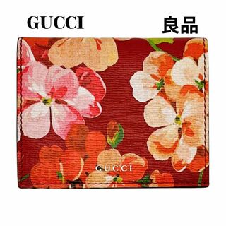 グッチ(Gucci)の美品 グッチ 二つ折り 財布 GGブルームス 花柄 フローラ レッド レディース(財布)