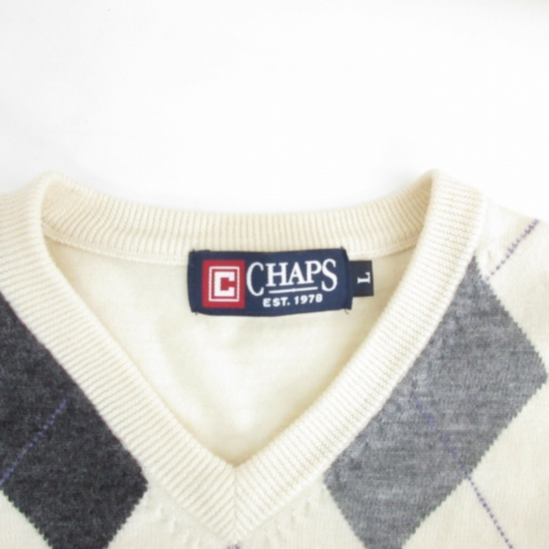 CHAPS(チャップス)のCHAPS 90s ニット セーター アーガイル柄 ウール ホワイト L レディースのトップス(ニット/セーター)の商品写真