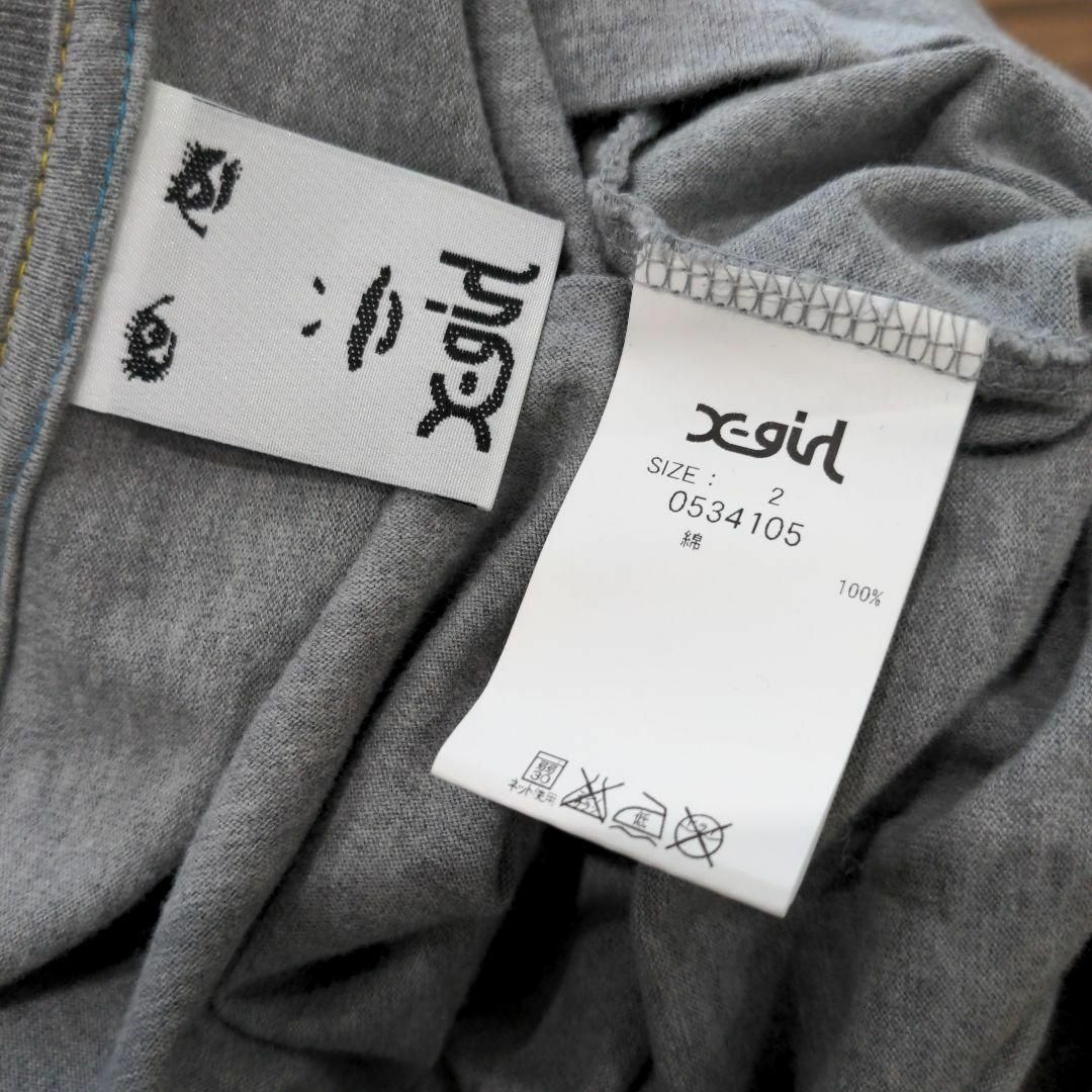 X-girl(エックスガール)のX-girl ワッペン ロゴ ロンT レディース トップス グレー 2 レディースのトップス(Tシャツ(長袖/七分))の商品写真