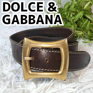 ドルチェアンドガッバーナ(DOLCE&GABBANA)のドルチェアンドガッバーナ ベルト ブラウン レザー ゴールド バックル 金金具(ベルト)