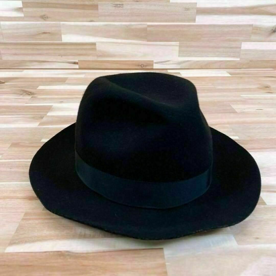 CA4LA(カシラ)のクールきれいめ【カシラ】CA4LA リボン中折れフェルトハット 黒 メンズの帽子(ハット)の商品写真
