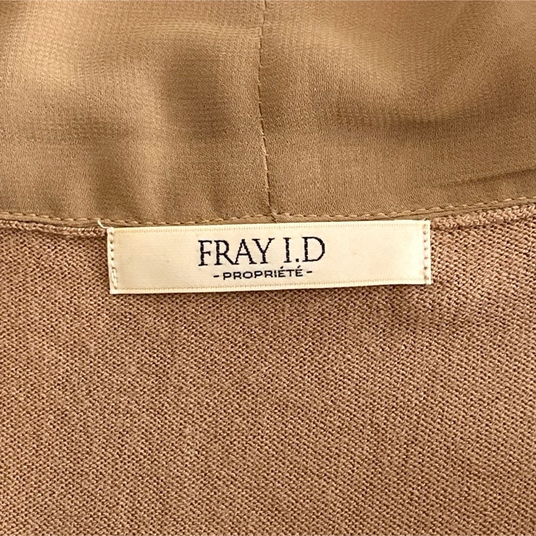 FRAY I.D(フレイアイディー)のFRAY I.D フレイアイディー★リボン付き 長袖カーディガン 異素材切替 レディースのトップス(カーディガン)の商品写真