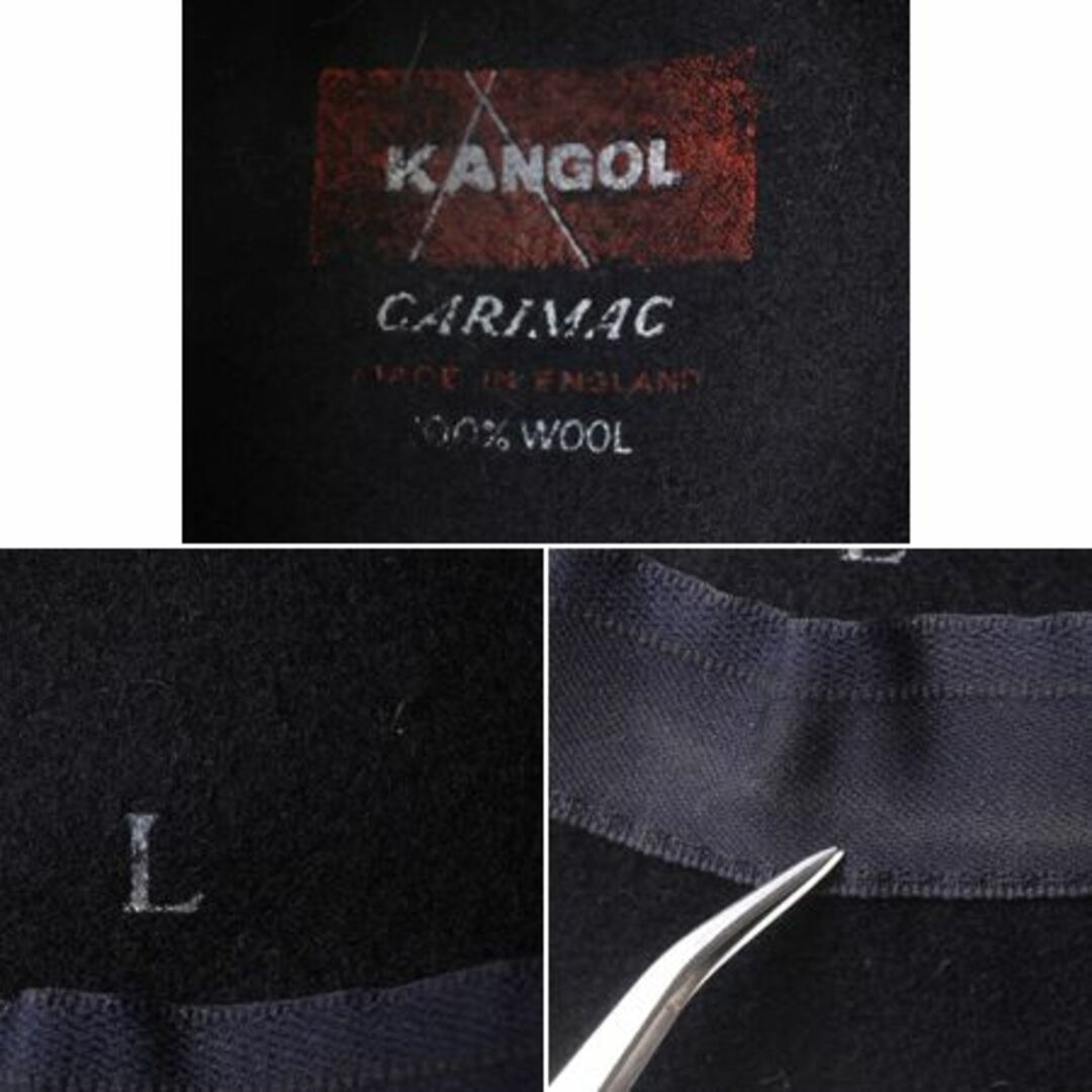 イギリス製 カンゴール ウール ハンチング キャップ メンズ レディース L 古着 KANGOL 黒 無地 帽子 キャスケット ブラック イングランド製 メンズの帽子(ハンチング/ベレー帽)の商品写真