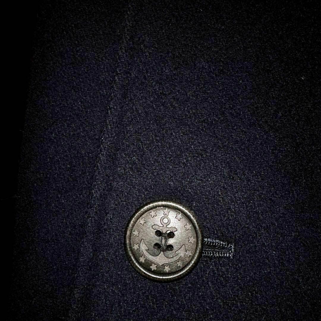 BEN DAVIS(ベンデイビス)の【ベンデイビス】BEN DAVIS アーチ ロゴ ウール コート M 紺×白 メンズのジャケット/アウター(ピーコート)の商品写真