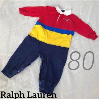 ラルフローレン(Ralph Lauren)のラルフローレンスポーツ ラガーシャツ風 ロンパース 80(ロンパース)