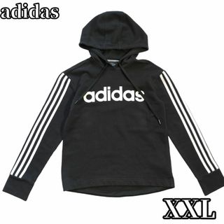 アディダス(adidas)のアディダス　プルオーバーパーカー　三本ライン　ロゴ　菅田将暉　XXL　裏起毛(パーカー)