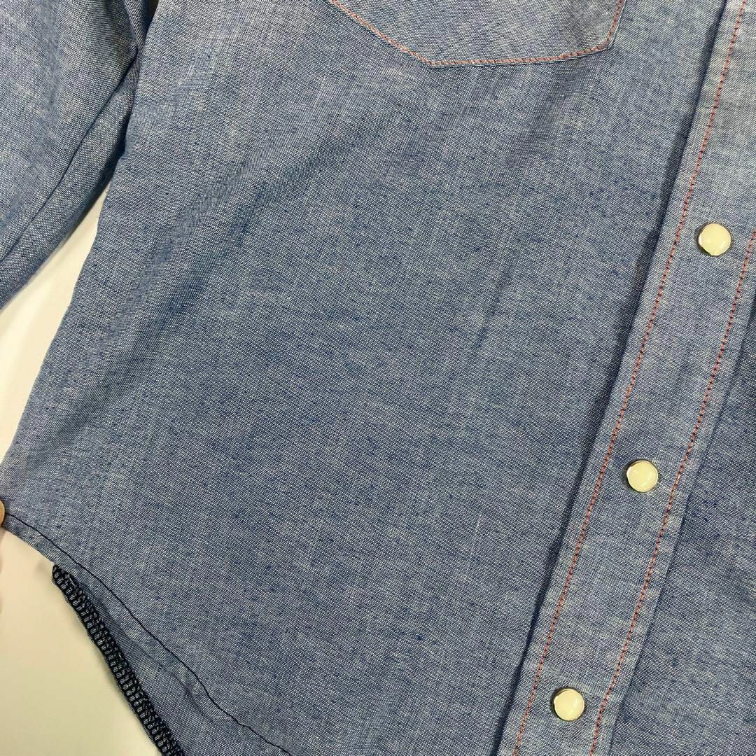 古着　ウエスタンシャツ　スナップボタン　ブルー　薄手 メンズのトップス(シャツ)の商品写真