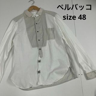 ペルバッコ　シャツ　変形　古着　切り替え　ドレスシャツ　木ボタン　日本製(シャツ)