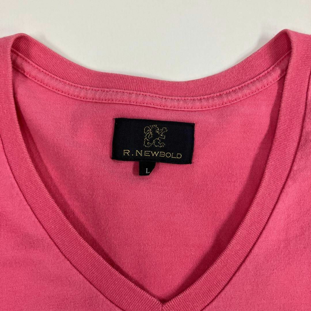 R.NEWBOLD(アールニューボールド)のR.NEWBOLD アールニューボールド　Tシャツ　Ｖネック　ピンク　古着　L メンズのトップス(Tシャツ/カットソー(半袖/袖なし))の商品写真