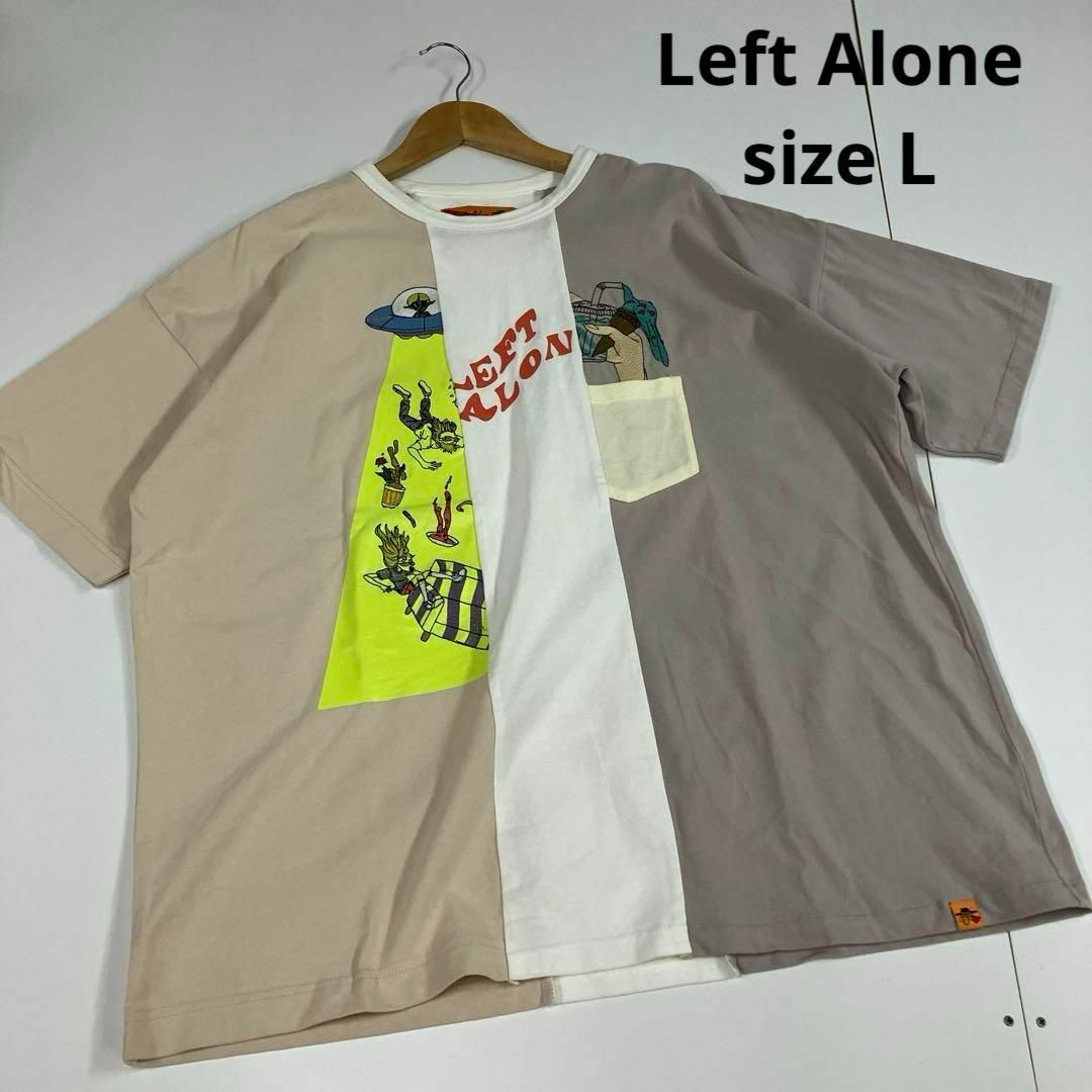 Left Alone レフトアローン　Tシャツ　切り替え　宇宙人　アイス　古着 メンズのトップス(Tシャツ/カットソー(半袖/袖なし))の商品写真