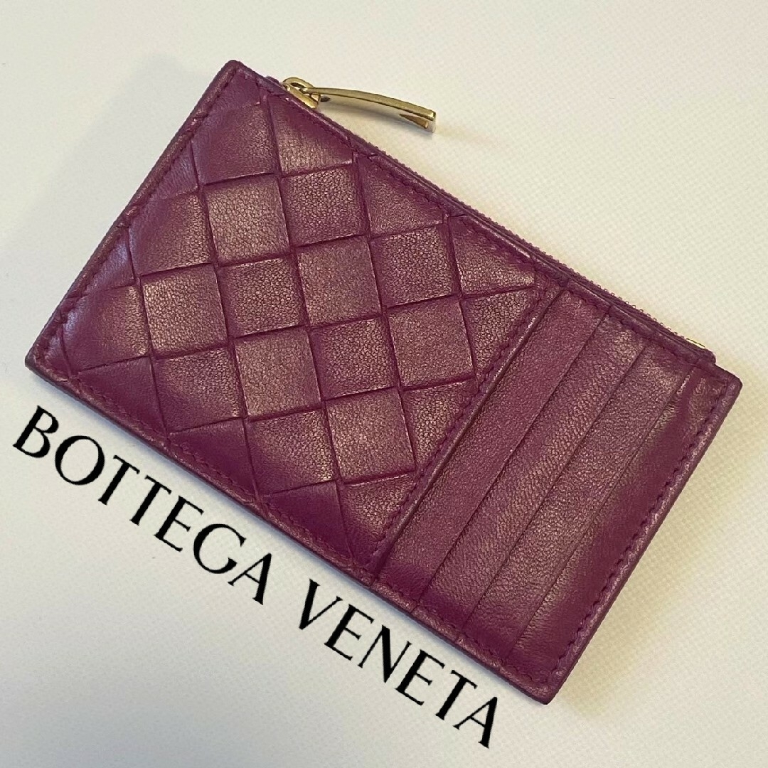 【美品】BOTTEGA VENETA フラグメントケース レザー パープル