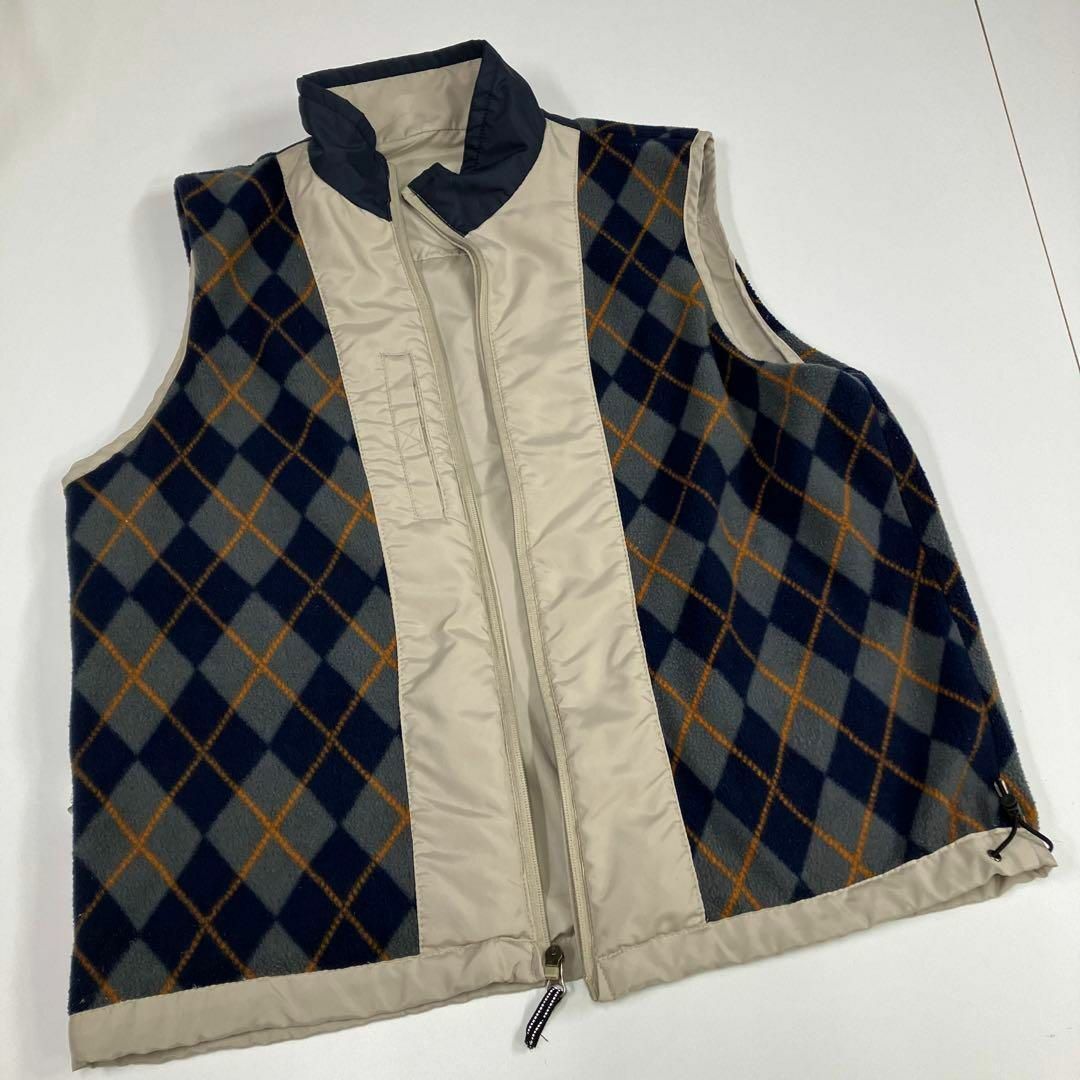 Troy Bros ナイロンベスト アーガイルボア 古着 L