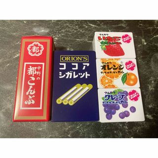 駄菓子　缶ケース　マルカワ　フーセンガム　中野の都こんぶ　ココアシガレット(その他)
