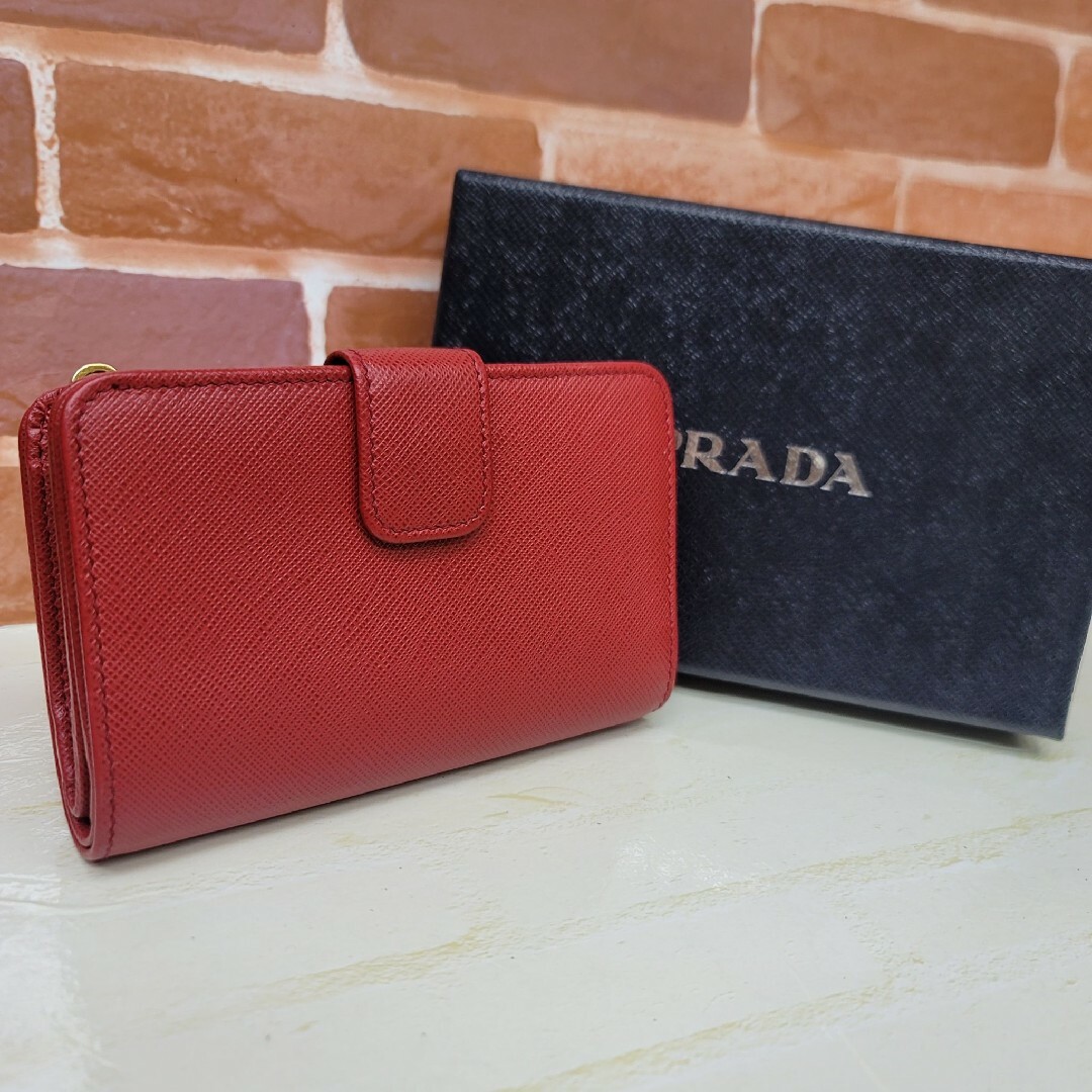 美品☆鑑定済☆PRADA サフィアーノ1ML225 赤 レッド プラダ財布 美品☆鑑定済☆PRADA サフィアーノ1ML225 赤 レッド プラダ財布