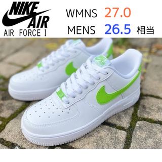 ナイキ(NIKE)の【新品26.5cm相当】NIKE W エアフォース１’07 ホワイト/グリーン(スニーカー)