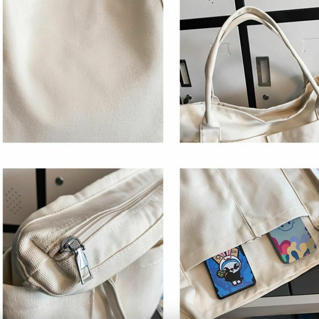 【新品】トートバッグ ホワイト 大容量・マザーズ厚手 キャンバス バッグ レディースのバッグ(その他)の商品写真
