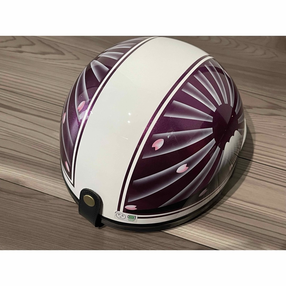 富士日章 コルク半 ヘルメット 紫 パープル  自動車/バイクのバイク(ヘルメット/シールド)の商品写真