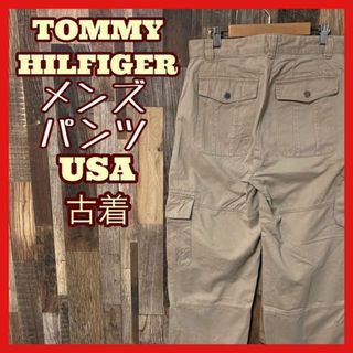 トミーヒルフィガー(TOMMY HILFIGER)のトミーヒルフィガー L 32 メンズ カーゴ ベージュ パンツ 古着 90s(ワークパンツ/カーゴパンツ)