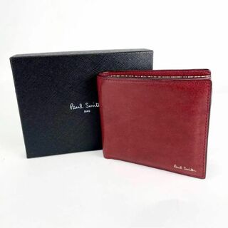 新品 ポールスミス 折財布 二つ折りレザー レッド 財布 メンズ 20q045(折り財布)