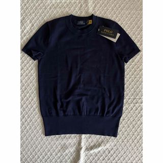 ポロラルフローレン(POLO RALPH LAUREN)の新品タグ付き　コットン半袖セーター　ネイビー　XS(ニット/セーター)