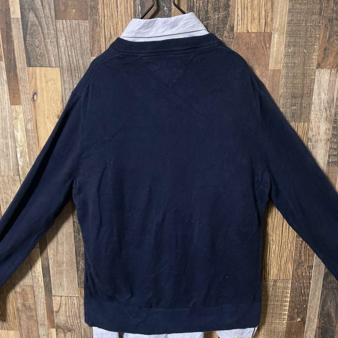 TOMMY HILFIGER(トミーヒルフィガー)のトミーヒルフィガー メンズ セーター L ネイビー ニット 古着 90s 長袖 メンズのトップス(ニット/セーター)の商品写真