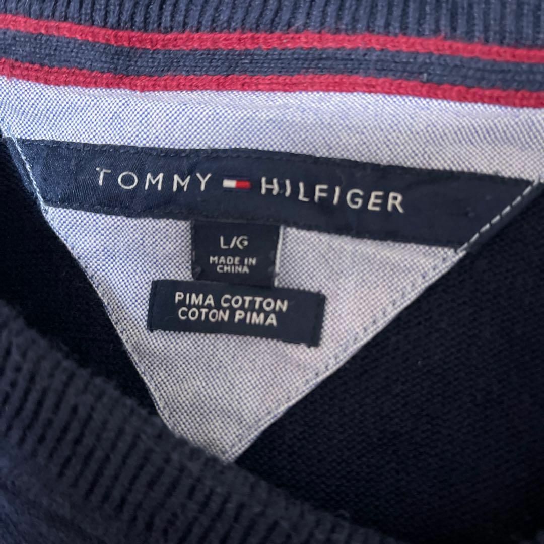 TOMMY HILFIGER(トミーヒルフィガー)のトミーヒルフィガー メンズ セーター L ネイビー ニット 古着 90s 長袖 メンズのトップス(ニット/セーター)の商品写真