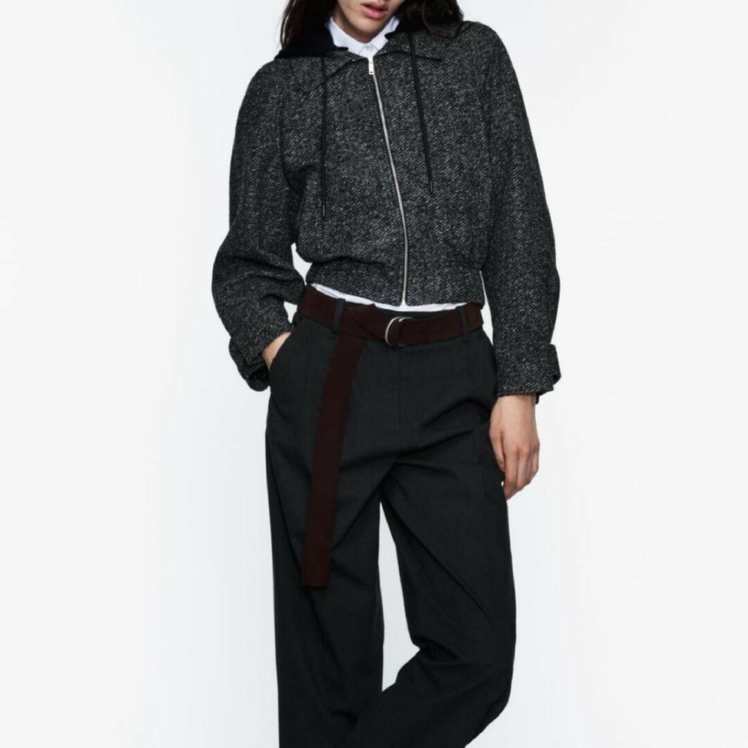 ZARA - 【ZARA 】クロップドフードフェルトテクスチャー ZARA - 【ZARA 】クロップドフードフェルトテクスチャー